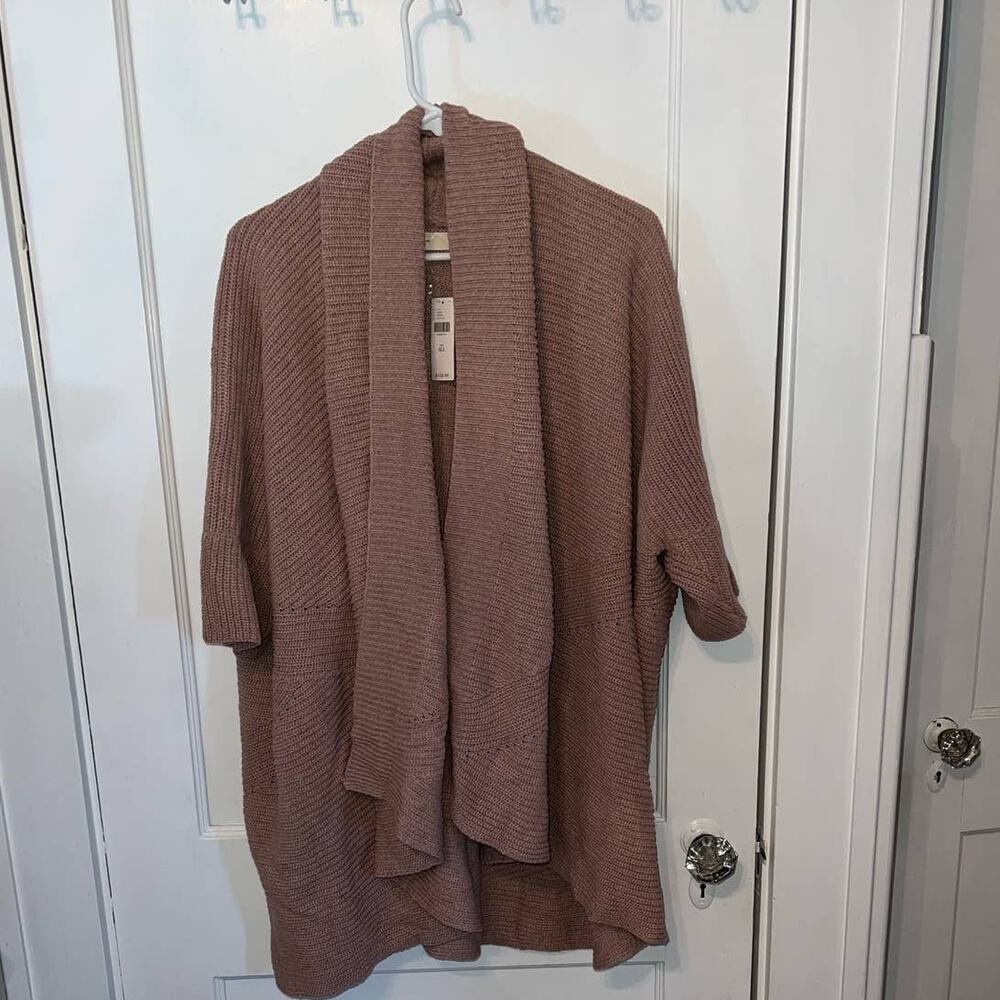 New Anthropologie Sleeping on Snow Short Sleeve Cardigan Sweater O/S